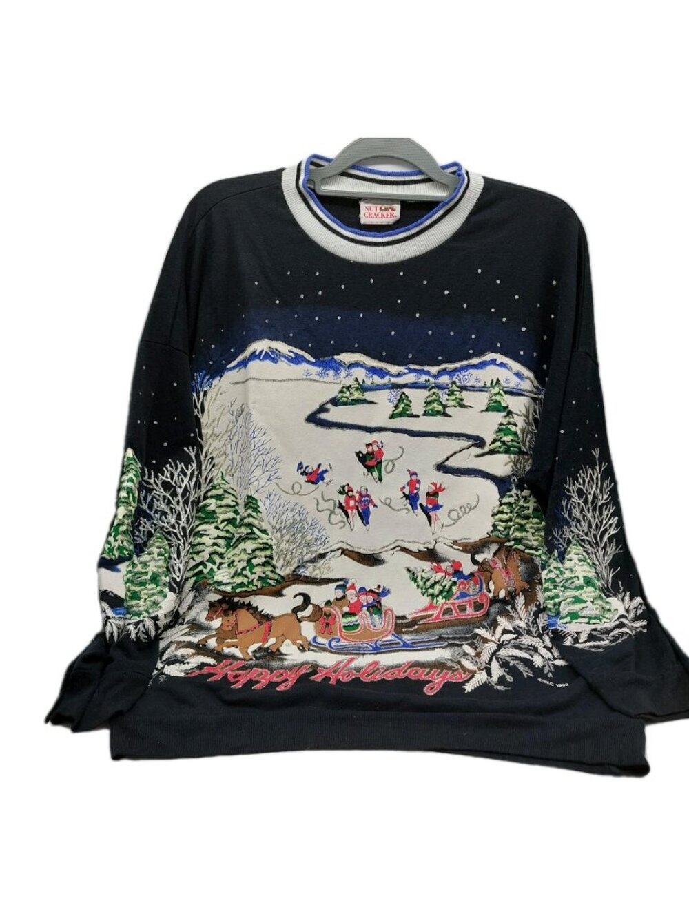 Nutcracker Ugly Christmas Sweater Sweatshirt Size Large Black 1992 READ